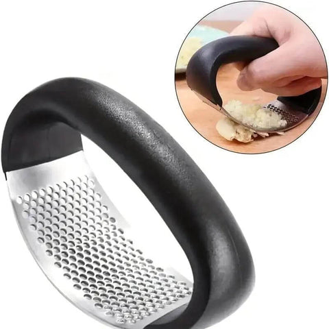Stainless Steel Garlic Press Rocker Mincer With Peeler And Scraper For Easy Garlic Prep No Mess Rust Resistant Kitchen Gadget