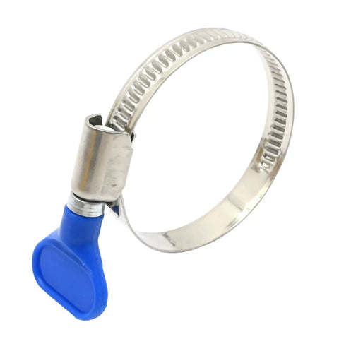 Stainless Steel Hose Clamps Set For Auto And Plumbing, Thumb Screw Key Type Adjustable Clamp, 9 mm Band Width, Fits Hoses