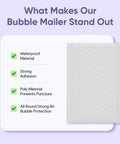 Large 10.5x16 Inch Poly Bubble Mailers With Self Seal Air Lined Cushioned Envelopes checklist features.