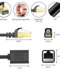 Ethernet Extension Cable Cat6 Cat5e Cat5 Shielded RJ45 Male to Female 13 Feet High Speed Network Cable components and dimensions