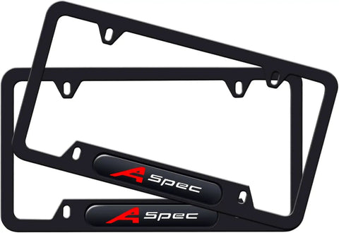 Two Pack Premium Aluminum Alloy License Plate Frame Set For RLX MDX ZDX TLX TL RDX Weatherproof with screw cap covers