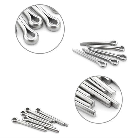 304 Stainless Steel Cotter Pin Clip Assortment Kit 340 Pieces In Six Sizes For Auto Repairs Trucks Lawn Mowers Mechanics Pro Grade Quick Install Fasteners, assorted pins