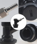Ball Lock Quick Disconnect Set for Homebrew Beer Gear, One Quarter Inch MFL With Three Sixteenth Inch Swivel Nut Hose Clamps, Four Pack, Includes Liquid Keg Couplers and Stainless Steel Clamps for Cornelius Kegs and Common Homebrew Tanks, black