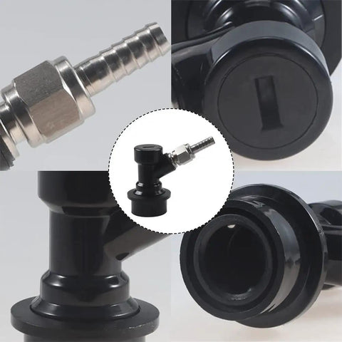 Ball Lock Quick Disconnect Set for Homebrew Beer Gear, One Quarter Inch MFL With Three Sixteenth Inch Swivel Nut Hose Clamps, Four Pack, Includes Liquid Keg Couplers and Stainless Steel Clamps for Cornelius Kegs and Common Homebrew Tanks, black