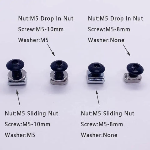 All In One M5 Hardware Kit For 2020 2040 8020 Aluminum Extrusion Profiles 200Pcs Includes M5x8 And M5x10 Socket Screws, T Nuts
