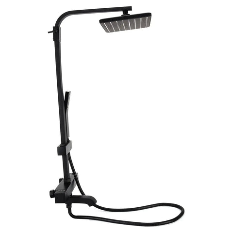 SASKATE Shower System with Thermostatic Mixer, High Pressure Rain Shower in modern black finish, stylish overhead design.