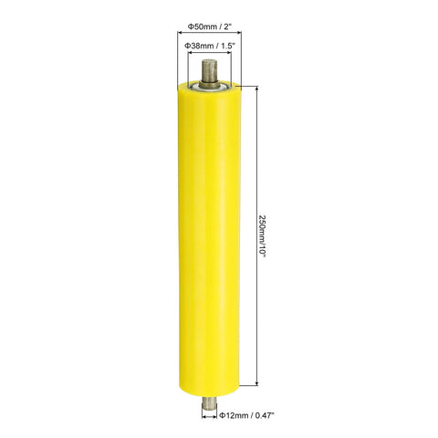 Polyurethane Coated Conveyor Roller Heavy Duty Built to Last 2 Inch Diameter by 10 Inch Length Yellow Replacement Part