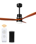 52 Inch Wood Ceiling Fan With Remote Control, 3 Color Temperature LED Light Kit, Rustic Vintage Farmhouse Style with remote