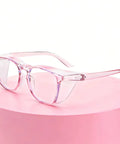 Pink glasses from Four Pack Clear Safety Glasses Anti Fog Nursing Goggles Anti Scratch Square Protective Eyewear With No Sweat Side Shields