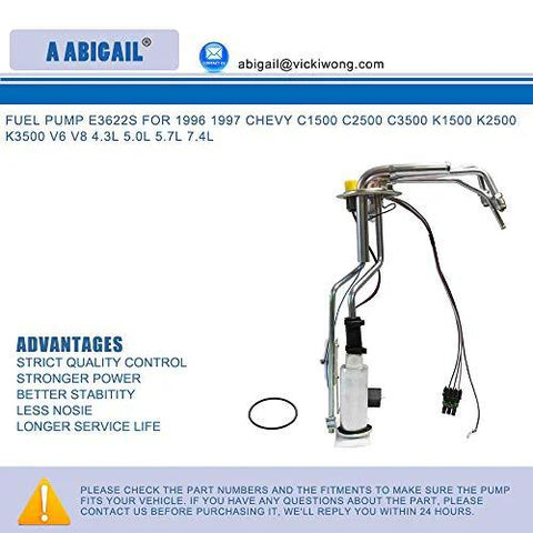 Beefed-Up Electric Fuel Pump Replacement For 1996 1997 Chevy GMC C/K Series Trucks with OE Quality Fit and included hardware.