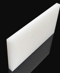 White HDPE Plastic Sheet One Eighth Inch Thick Twelve By Sixteen Inch For Machining And DIY Projects Great For Home Improvement Tasks Engineering Use Water And Chemical Resistant Impact Resistant Sheet displayed on a black surface