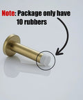 Ten Pack White Rubber Door Stopper Bumpers For DSB5 And DSB2 Doors, shown on brass door stop with note about quantity