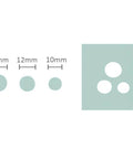 Triple Circle Lever Action Craft Punch showing 10mm, 12mm, 14mm holes for paper crafting and scrapbooking.