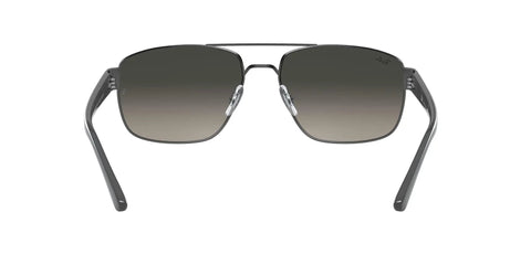Front view of Dope Unisex Metal Rectangular Sunglasses RB3663 Gunmetal With Light Grey Gradient Lenses 60mm Premium UV Protection