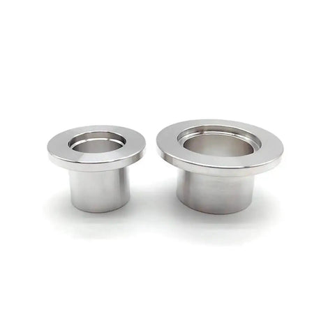 Vacuum Flange Joint KF16 Welded Pipe Fitting 30mm Length One Piece Connector For Vacuum System High Quality Stainless Steel Durable Easy Install Ideal For Lab And Industrial Piping, two stainless steel KF16 welded flange connectors