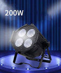 Heavy Duty 200W LED Flood Light Featuring Smooth Adjustable 25 Degree Beam Angle For Nightlife Bars Theater Stages And Commercial Venues Crisp 5600K Cool White Aluminum Spotlight on display with a black metal housing.