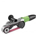 Handheld Electric Belt Sander Metal Pipe Tubing Circular Grinder Polish Tool Kicks Away Gnarly Rust And Weld Scars Fast close-up view with ergonomic design.