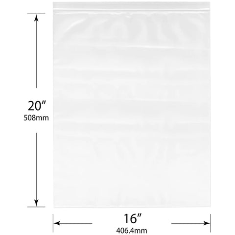 Heavy Duty Zipper Reclosable Bags 16 By 20 Inch 6 Mil Thick Industrial Poly Bags Pack Of 50 For Storage And Food Safe FDA Compliant Great For Bulk Storage Freezer Safe And Quick Access Seals Grab And Go Friendly, 16x20 inch clear bag