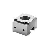 Heavy Duty Badass Precision CNC Machining Wedge Clamping Block with Quick Lock Vise Fixture, silver machined metal. 