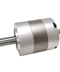 No Nonsense 60 Mm Double Shaft Planetary Reduction Gearbox PLS60 Servo Motor Speed Reducer Assembly close-up with silver alloy finish.