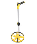Folded Mechanical Distance Measuring Wheel In Metric Handheld Rolling Tally Counter For Large Yard And Road Measurements Dead Accurate Walking Roller with yellow handle and measuring wheel.