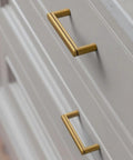 Set Of 6 Cabinet Pulls 3 Inch Center To Center Antique Brass Finish on cabinet front view