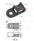 Diagram and dimensions of a cable tie mount from 60 Piece Cable Zip Tie Mounts Kit With 6 Inch Black Zip Ties, Black Tie Bases.