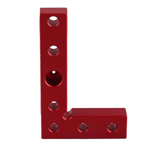 Orange Aluminum Alloy Self Centering Dowel Drill Guide And Center Scriber For Woodworking, red L-shaped, precise holes.