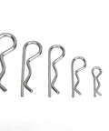 Assorted R Clip Kit 100 Pieces For M1 To M2.5 Hairpin Retaining Pins with carbon steel zinc finish, six sizes shown