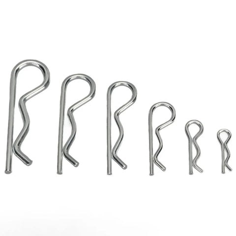 Assorted R Clip Kit 100 Pieces For M1 To M2.5 Hairpin Retaining Pins with carbon steel zinc finish, six sizes shown
