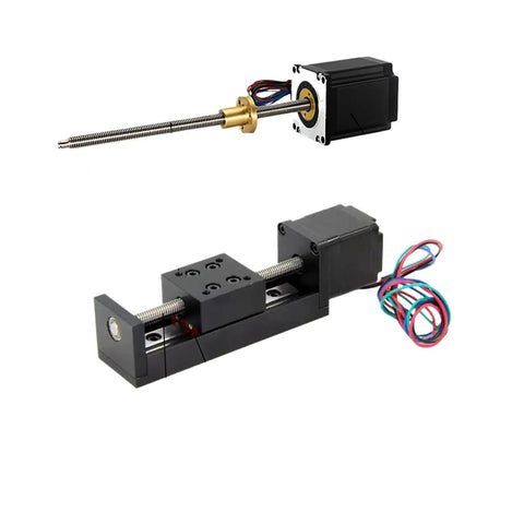 Integrated 3 Axis Gantry Linear Stage Module Featuring T Type Slide Rails And 28mm Stepper Motor showcasing assembly with lead screw.