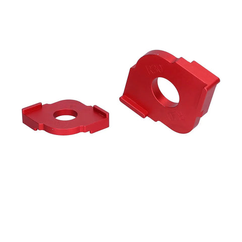 Heavy Duty Aluminum Jig Router Template Set With R10 R15 And R20 R30 Radius Guides showing two red radius guides for woodworking projects.