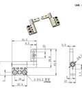 Zinc alloy 360° damping hinge with shaft torque 1.5 N·m, left-hand; front/side technical drawing