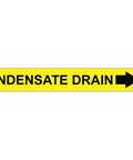 Condensate Drain Strap On Pipe Marker Fits Over 10 Inch Pipe Black And Yellow Industrial Grade Durable PVC For Easy Installation And Clear Safety Signaling In Industrial Facilities. Strap-on PVC marker