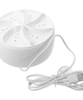 Compact Portable Mini Washing Machine Crafted From Tough Plastic For Apartments And Road Trips Featuring Rapid Wash Cycles Smooth Draining And Total No Sweat Operation with USB cable.