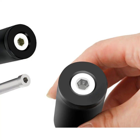 Hand holding 30mm Adjustable Handlebar Stem Adapter Lightweight Aluminum For Road Mountain And City Bikes Ergonomic Low Profile Height Adjustment