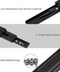 2 Pairs Push To Open Drawer Slides 16 Inch Full Extension Heavy Duty Ball Bearing Metal Drawer Runners, solid cold rolled steel