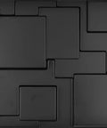 Black 3D Wall Panels With Raised Rectangle Texture For Modern Interiors, Waterproof And Fire Resistant PVC Panels
