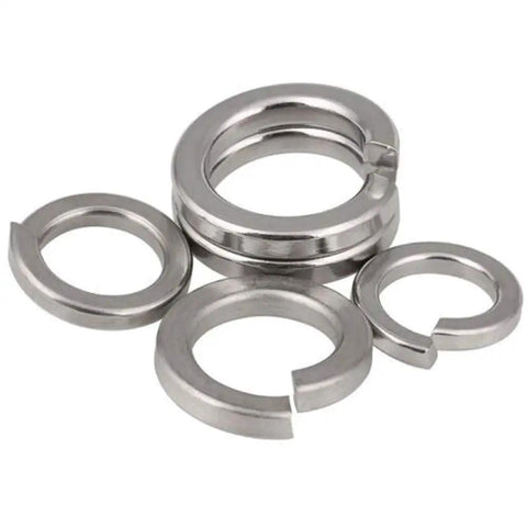 80 Pieces M6 Split Lock Washers Spring Washers 316 Marine Grade Stainless Steel Heavy Duty Hardware Kit shown in various sizes.