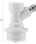 Ball Lock Liquid Disconnect Kit For Homebrew Kegs, 1 Quarter MFL Thread Outlet, White Gas Inlet, side view with dimensions
