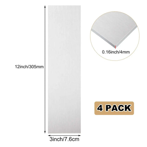 4 Pack 6061 Aluminum Sheet Metal 3x12x1/8 Inch With Protective Film Polished And Deburred Plate