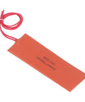 Set of 4 Flexible Silicone Heating Pads With NiCr Alloy Element, Heavy Duty Industrial Thermal Mats for Equipment, 12V 20W, 200 C Temperature Resistance, Fast Heat Transfer, orange 50x150mm pad with red lead wires