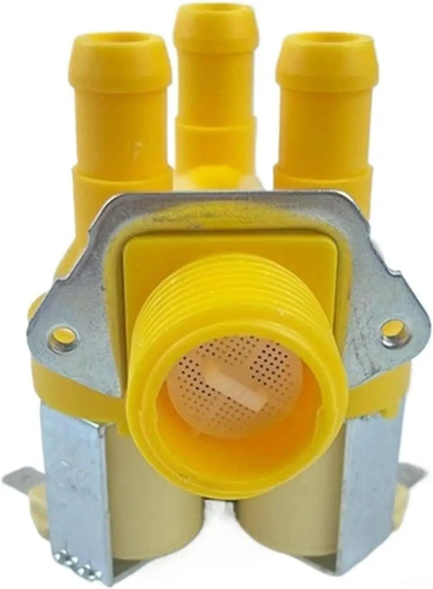 Washing Machine Solenoid Valve Replacement Kit F8286401 No Hassle Direct Fit For Compatible Washers Durable Dual Material Housing Easy Install Verify Model Compatibility With Your Manufacturer Size Chart, yellow plastic and metal valve