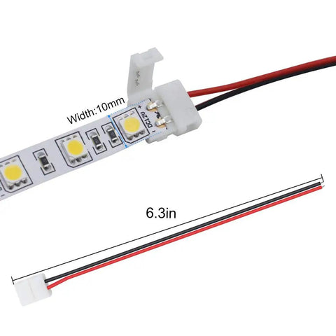 10 Pack Solderless LED Strip Connector Snap Down 2 Conductor For 10mm Wide 5050 5630 Single Color Flex Strips Ideal For Quick Reliable LED Wiring Across Projects