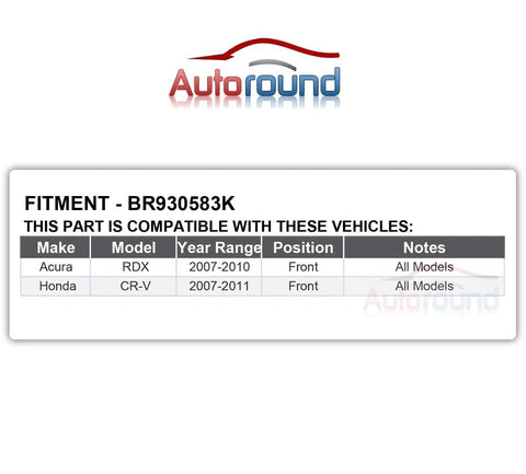 Fitment chart for Front Wheel Bearing And Hub Assembly For Acura RDX 2007 2010 And Honda CR V 2007 2011 5 Lug Non ABS
