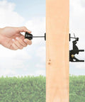 Spring Loaded Gate Latch Cable Pull For Outdoor Fence Gates With WeatherGuard Rust Resistant Finish Black Installed on Post