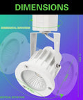 Dimensions of 12W RGBW Track Light Heads 6 Pack With 16 Color Options and Remote Dimmer Four Modes on H Type Rail