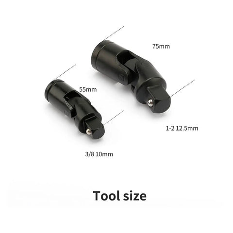 Versatile Universal Coupling Adapter Kit With Flexible Car Extension Angle Ratchet Wrench And Socket Set Featuring 3/8 And 1/2 Drill Chuck Compatibility Made With Durable Chrome Vanadium Steel For Heavy Duty Auto Repair Jobs That Gonna Get You. 55mm and 75mm tool size, black steel