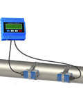 Ultrasonic Flow Meter With TM1 Sensor For Metal And Plastic Pipes, display and sensor attached to pipe, pro grade liquid flow meter