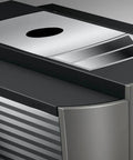 Close-up view of the metal top panel of the Premium Smart Automatic Coffee And Espresso Machine Featuring One Touch Brewing Sweet Foam Syrup Function.